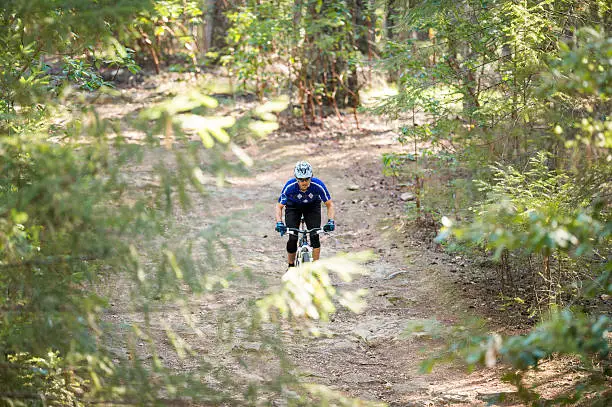 A man riding mountain-bike in a mountain