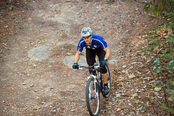 A man riding mountain-bike in a mountain