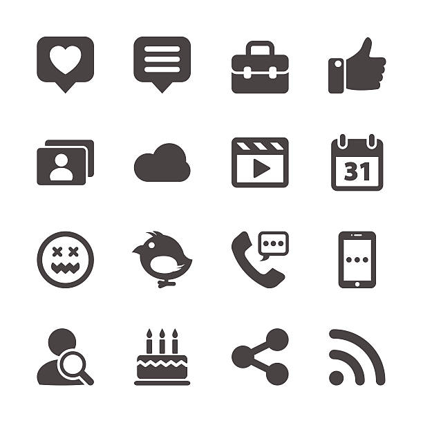 social network icon set, vector eps10 social network icon set, vector eps10. happy birthday best friend stock illustrations