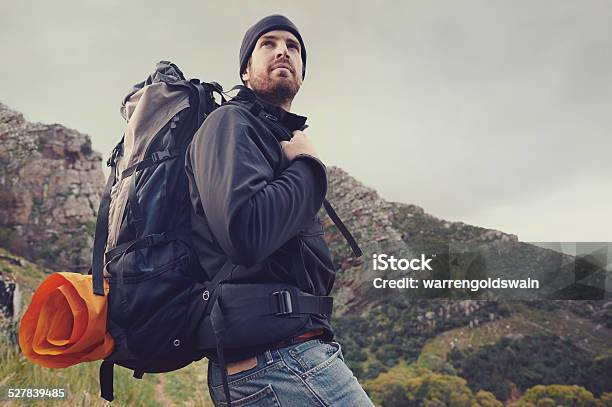 Mountain Trekking Man Stock Photo - Download Image Now - Directly Below, Hiking, Looking Up