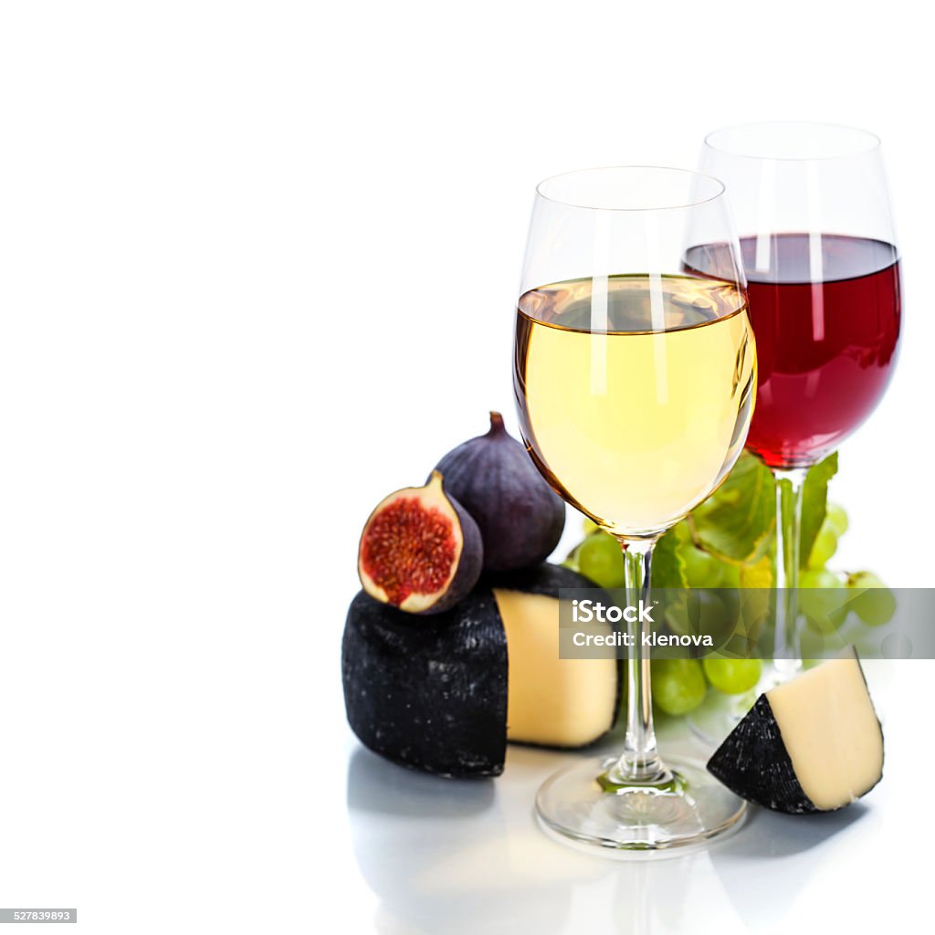 Wine, grape and cheese Wine, grape and cheese over white Alcohol - Drink Stock Photo