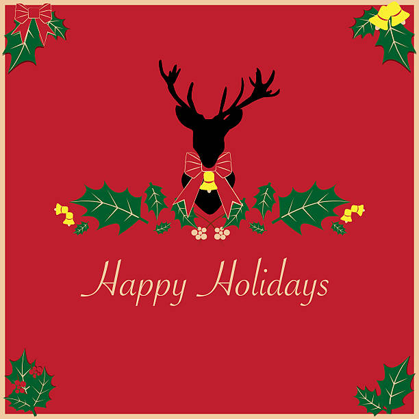 istock Happy Holidays Card with reindeer and christmas elements - Illustration 527841193
