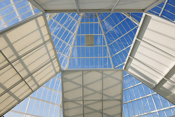 istock Looking up through the window at the clear sky 527858033