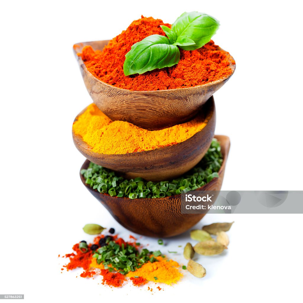 Spices and herbs Spices and herbs over White. Food and cuisine ingredients. Basil Stock Photo