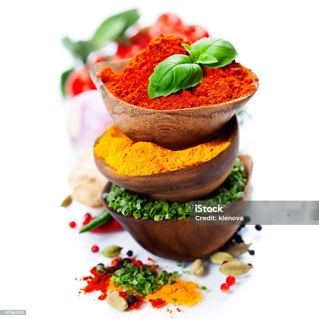 Spices and herbs Spices and herbs over White. Food and cuisine ingredients. Basil Stock Photo