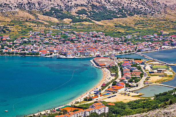 istock Pag island bay aerial view 527863971