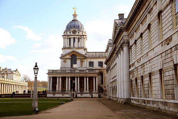 London, UK - February 17, 2014: Royal chapel and university of Greenwich. Classic english architecture in Greenwich