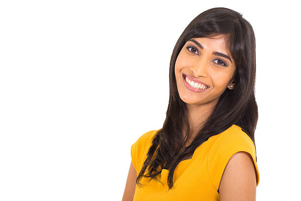 close up portrait of happy young indian woman