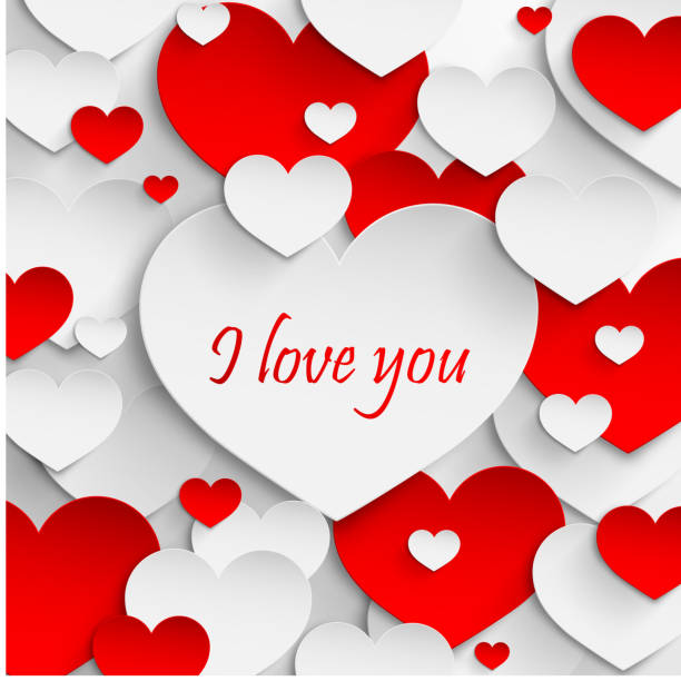 I Love You Abstract Holiday Background With Paper Hearts Valentines Stock  Illustration - Download Image Now - iStock