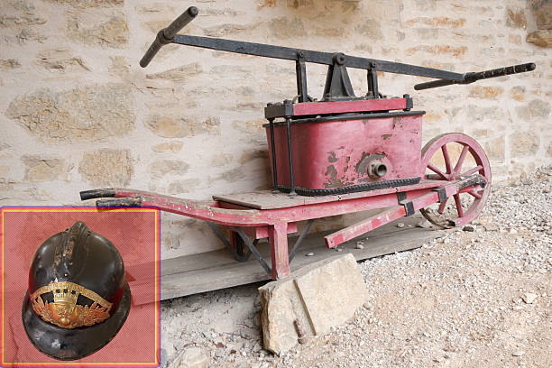 istock Fireman's old equipment in France 527878375