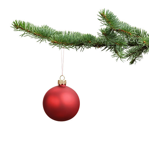 istock red satin glass ball hanging on christmas branch 527879105