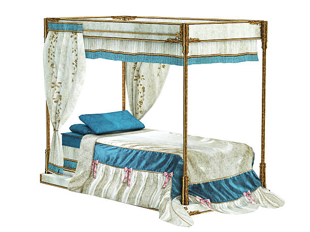 istock luxurious bed, isolated on the white background 527879279