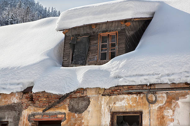 istock House roof loaded with snow 527880237