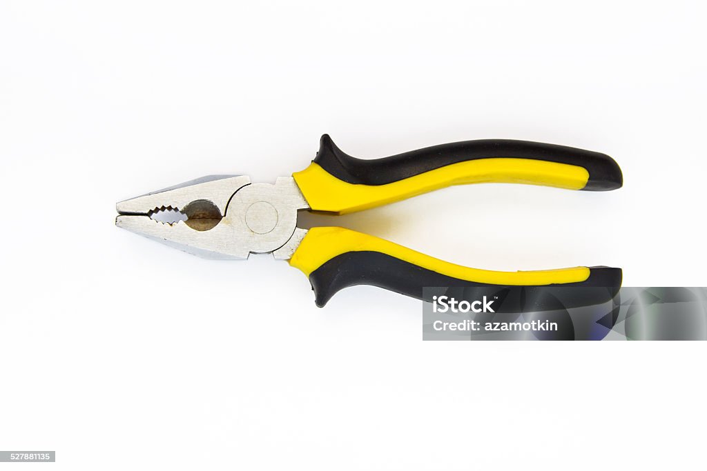 Pliers black and yellow tool on white isolated Business Finance and Industry Stock Photo