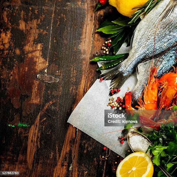 Cooking Seafood Stock Photo - Download Image Now - Backgrounds, Border - Frame, Catch of Fish