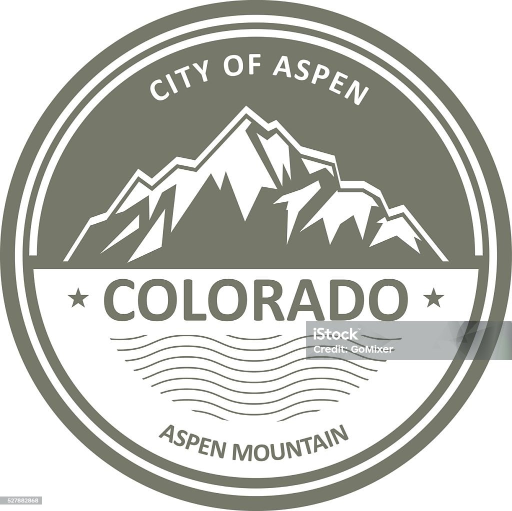 Snowbound Rocky Mountains - Colorado, Aspen label Colorado stock vector