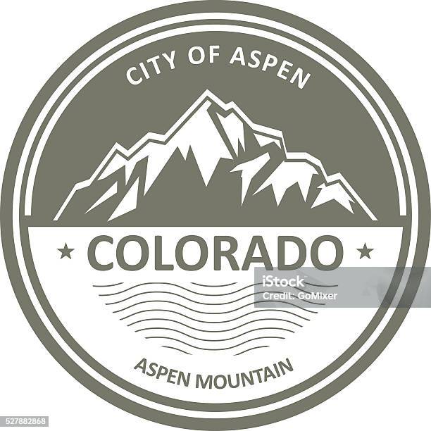 Snowbound Rocky Mountains Colorado Aspen Label Stock Illustration - Download Image Now - Colorado, Rocky Mountains - North America, Mountain