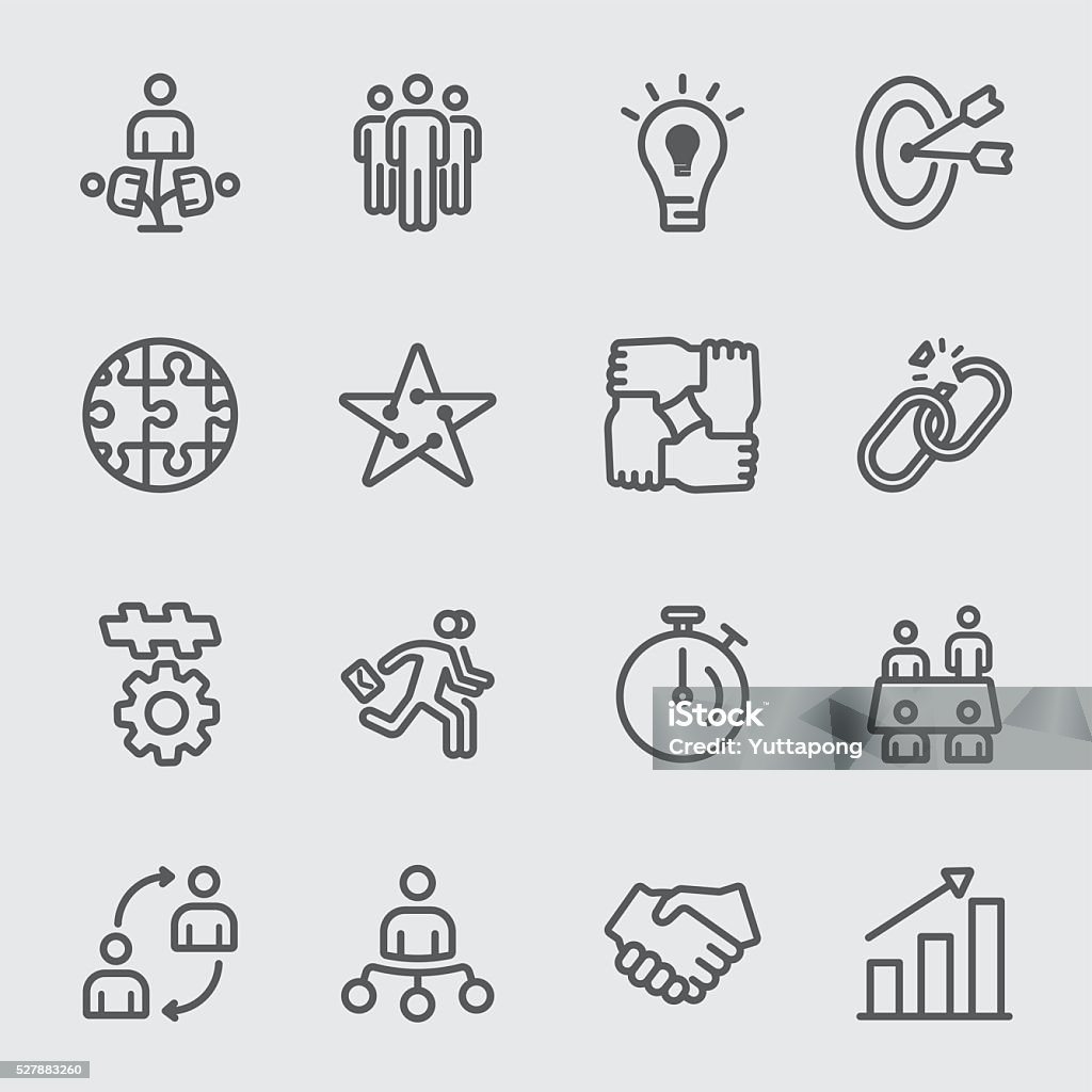 Geschäft teamwork-Linie-icon - Lizenzfrei Icon Vektorgrafik