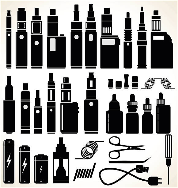 ilustrações de stock, clip art, desenhos animados e ícones de elementos de barra do vapor de e vape comprar um cigarro eletrónico - propylene