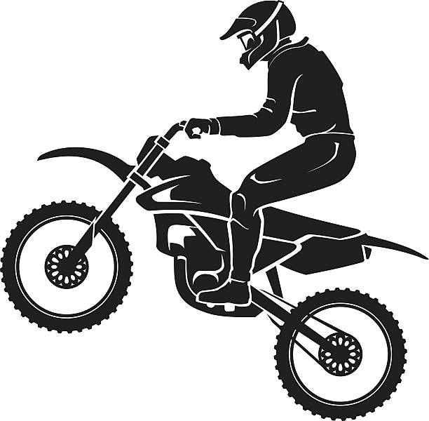 illustrazioni stock, clip art, cartoni animati e icone di tendenza di di motocross silhouette sportiva - motocross