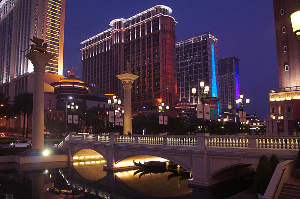 Macau, Macau S.A.R. - November 23, 2015: The Macau Cotai casino resort neon light in Macau S.A.R. by night.