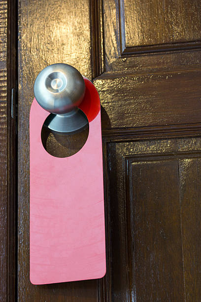 istock Blank label hanging on the door handle 527886064