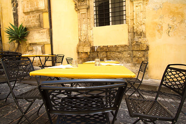 istock Inviting Tables Set for Lunch/Dinner, Old Baroque Wall, Sicily 527886288