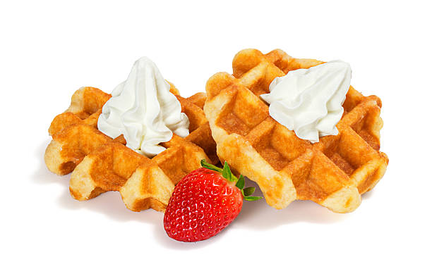 istock Belgian (Liege) Waffles with Whipped Cream and Strawberry 527887234
