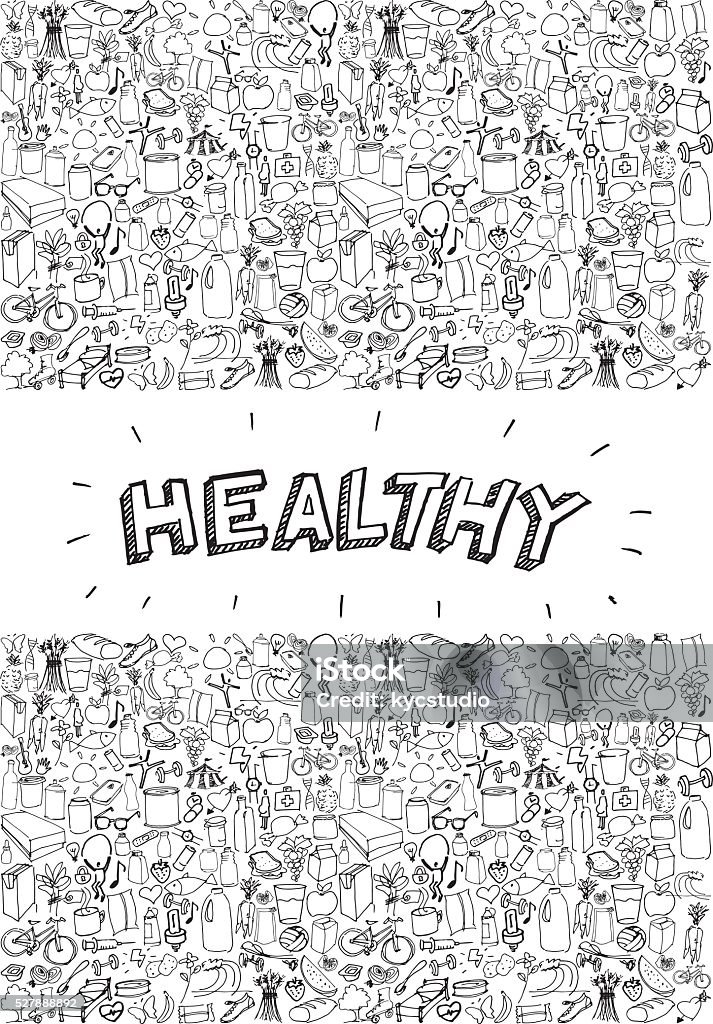 Healthy life poster Poster with doodles about healthy life. Doodle stock vector