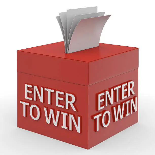 enter to win words on a box - 3d rendering