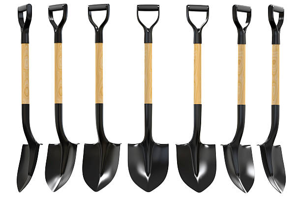 istock Shovel with wood handel set 3d illustration 527890560