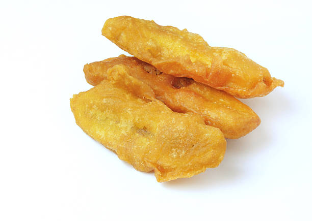 Fried Maduro Sweet Plantain on white background