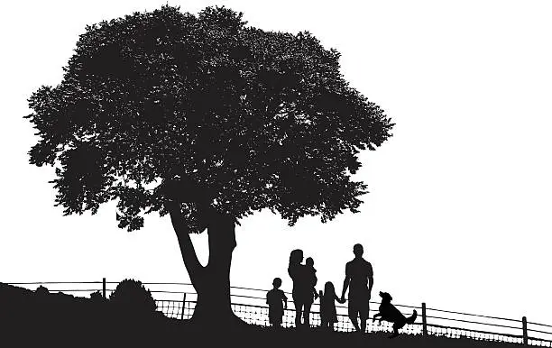 Vector illustration of Family Out In The Country