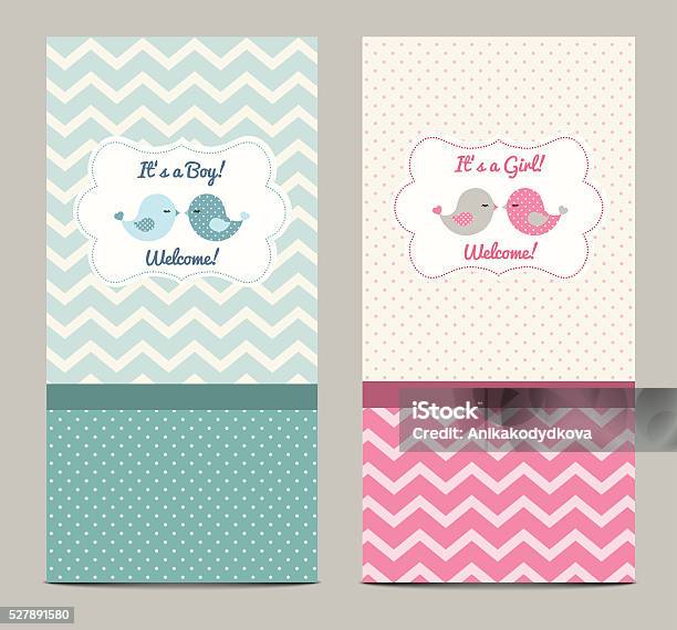 Two Baby Showers Illustration Stock Illustration - Download Image Now - Baby - Human Age, Greeting Card, Pattern