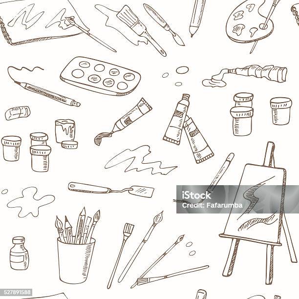 Artist Tools Pattern Hand Drawn Art Tools Seamless Pattern Isolated Vector Illustration F ...