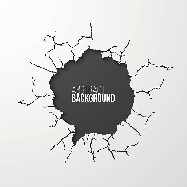 prasklá díra ve stěně banneru s prostorem pro text - díra stock ilustrace