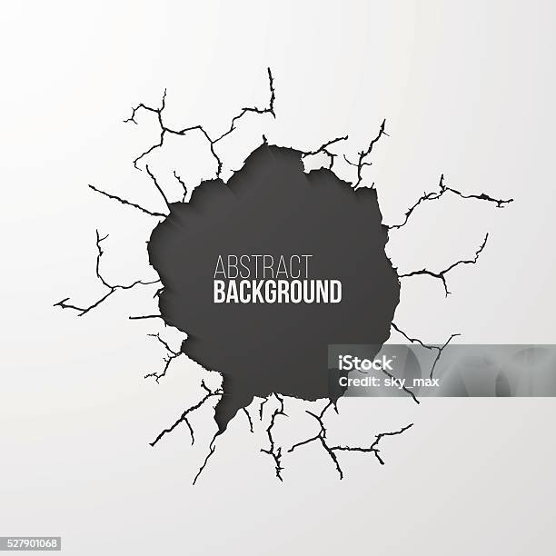 Cracked Hole In The Wall Banner With Space For Text Stock Illustration - Download Image Now
