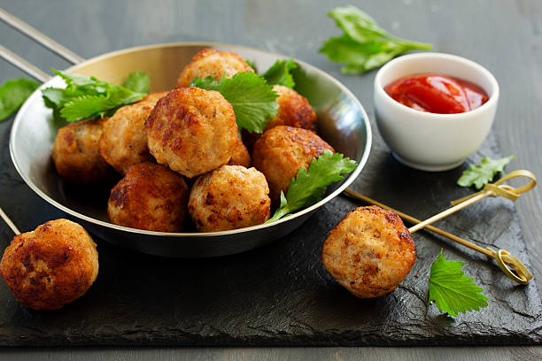 istock Homemade meatballs with cream sauce. 527903010