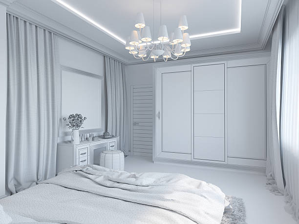 istock 3d render of bedroom interior design in a modern style. 527903270