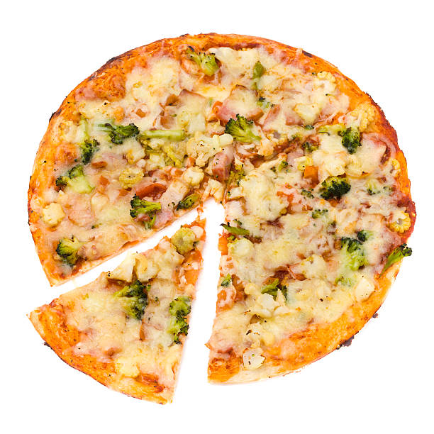 istock Pizza with cheese and ham isolated on white 527904254