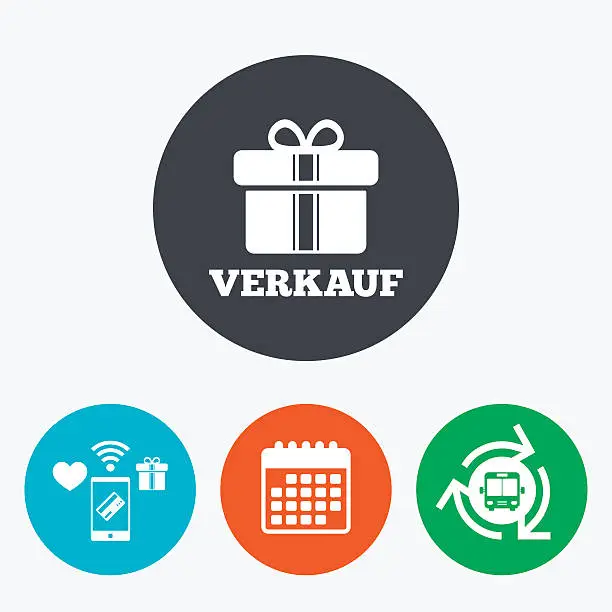 Vector illustration of Verkauf - Sale in German sign icon. Gift.