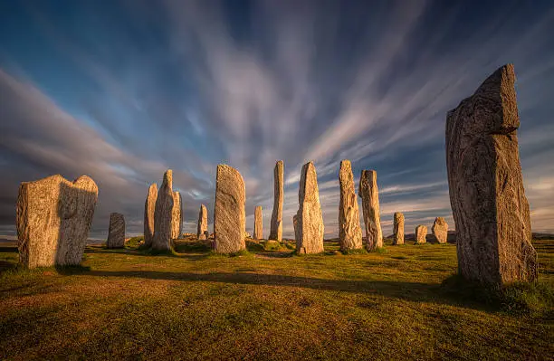 Callanish stones in sunset light, Lewis, Scotland