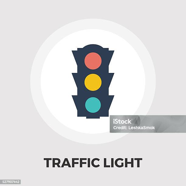 Traffic Light Icon Flat Stock Illustration - Download Image Now - Stoplight, Vector, Amber Light