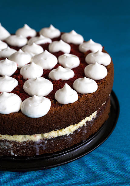 istock Red velvet cake on blue background 527907872