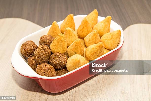 Mix Of Brazilian Fried Mini Snacks Stock Photo - Download Image Now - Salgadinhos - Snack, Savory Food, Coxinha