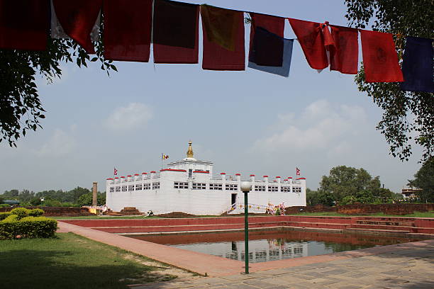 Maya Devi Temple Maya Devi temple & sacred pool with prayer flags, in Lumbini, Nepal lumbini nepal stock pictures, royalty-free photos & images