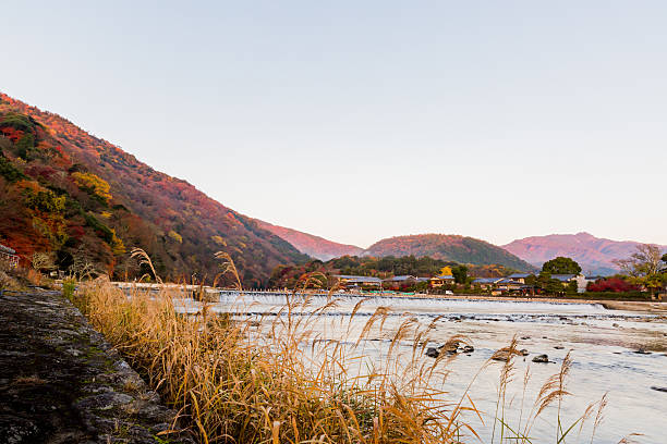 istock Autumn leaves and river at early morning 527914244