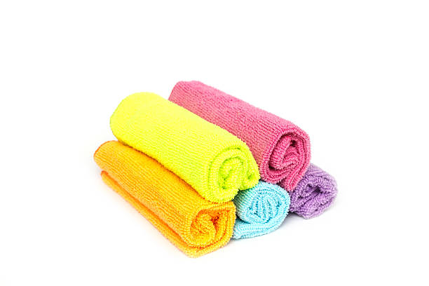 istock Color microfiber cloths for cleaning isolated on white backgroun 527953471