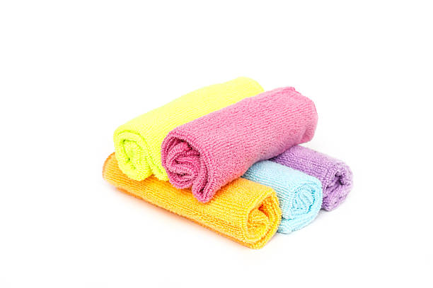 istock Color microfiber cloths for cleaning isolated on white backgroun 527953487