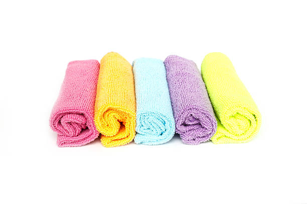 istock Color microfiber cloths for cleaning isolated on white backgroun 527953505